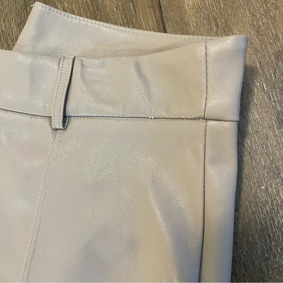 7 For All Mankind High Waisted Faux Leather Slim Leg Pant Taupe Sz S - Picture 6 of 13